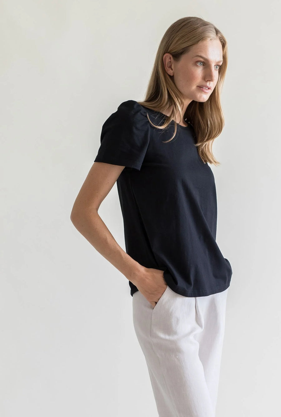 T-Shirt Puff Shoulder Black