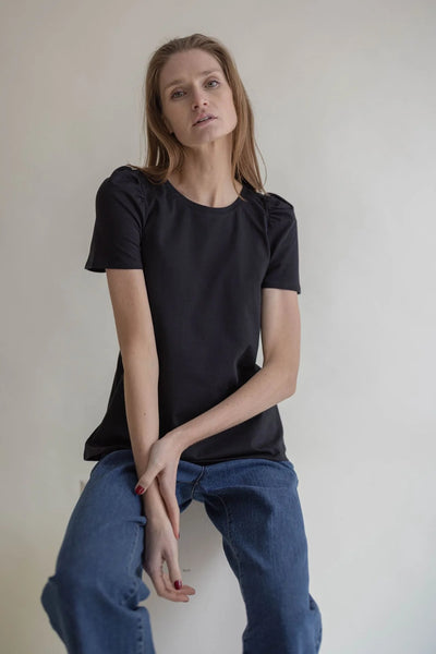 T-Shirt Puff Shoulder Black
