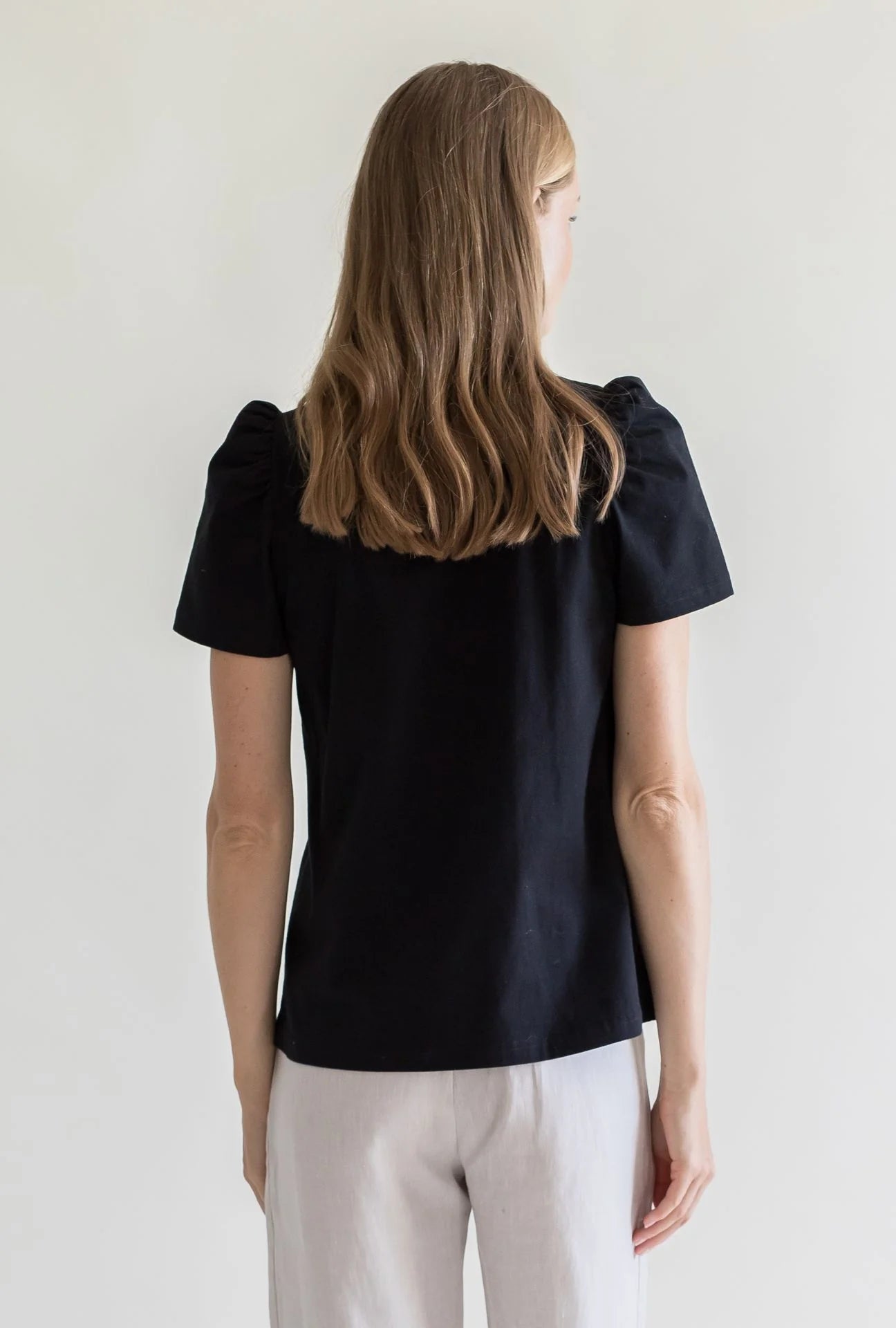 T-Shirt Puff Shoulder Black