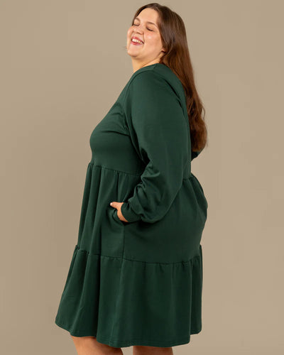 Pitkähihainen Mekko - Tummanvihreä