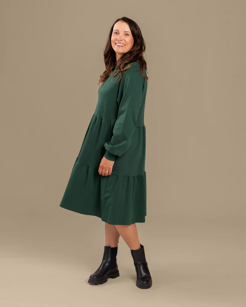 Pitkähihainen Mekko - Tummanvihreä