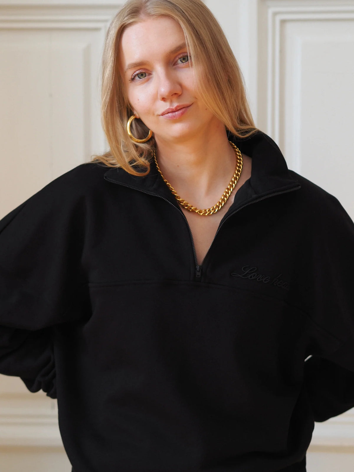 Half Zip Sweatshirt Love Heals - Black