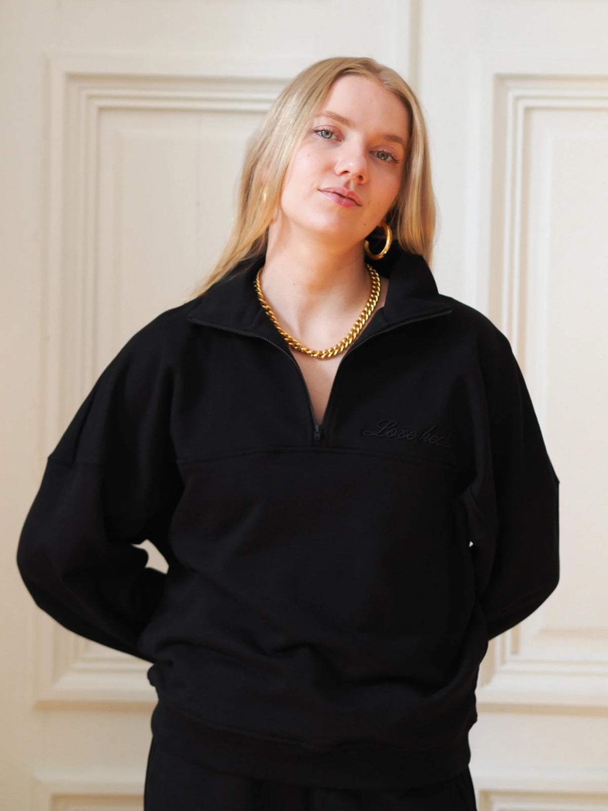 Half Zip Sweatshirt Love Heals - Black