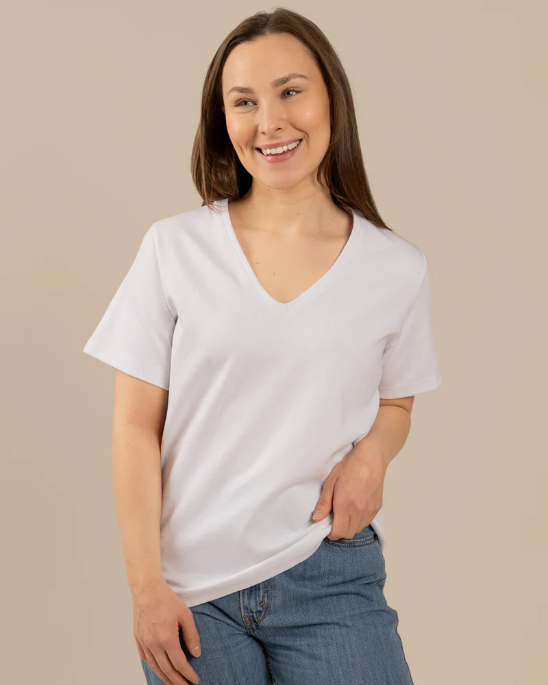 V-Pääntie T-paita - Valkoinen