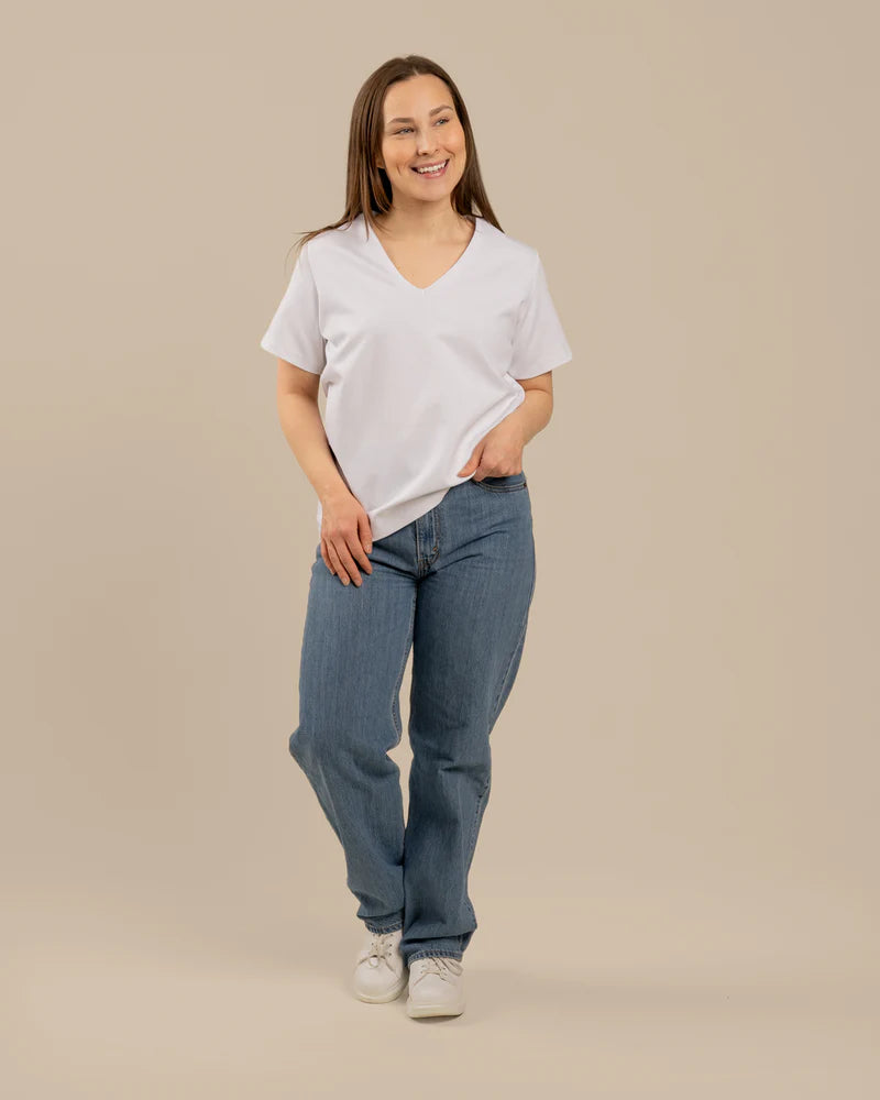 V-Pääntie T-paita - Valkoinen