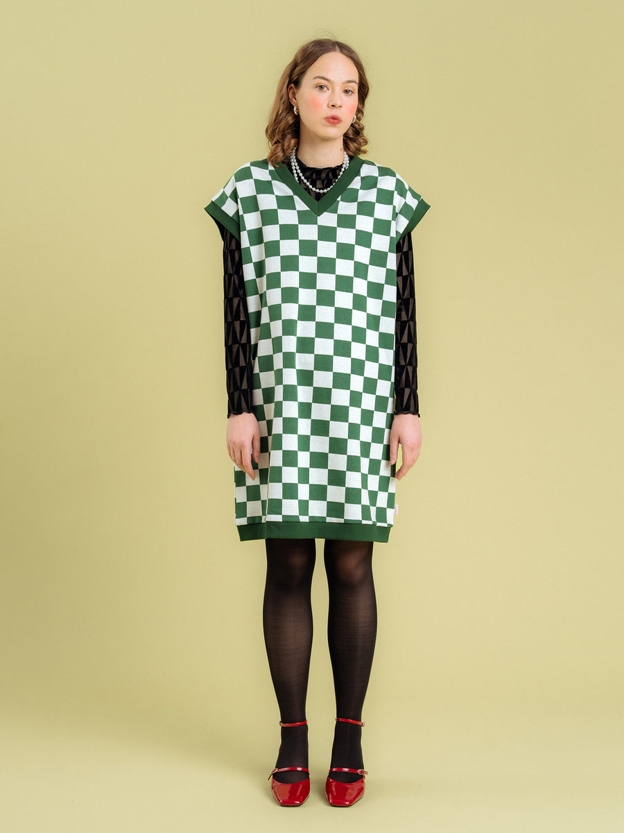 Aline Vest Dress - Chess Green