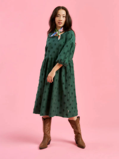 Elena Dress - Soft Green Big Dot