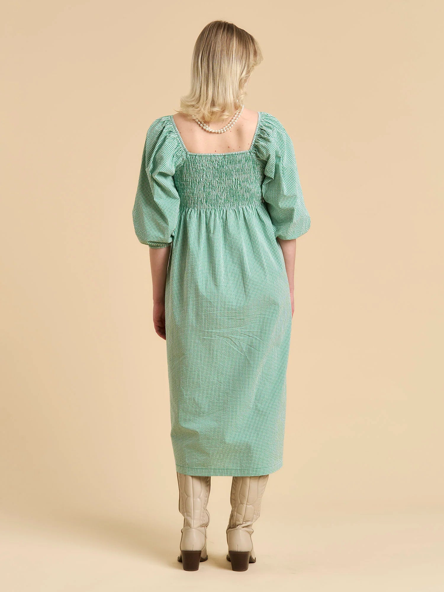 Esme Dress - Gingham Green