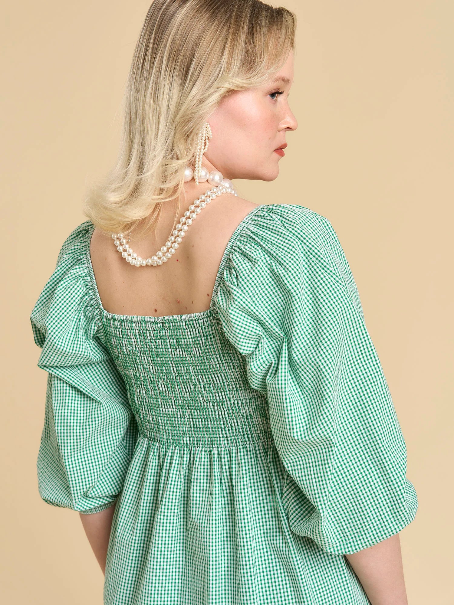 Esme Dress - Gingham Green