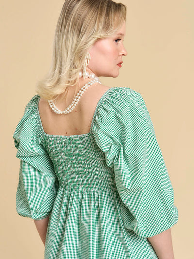 Esme Dress - Gingham Green
