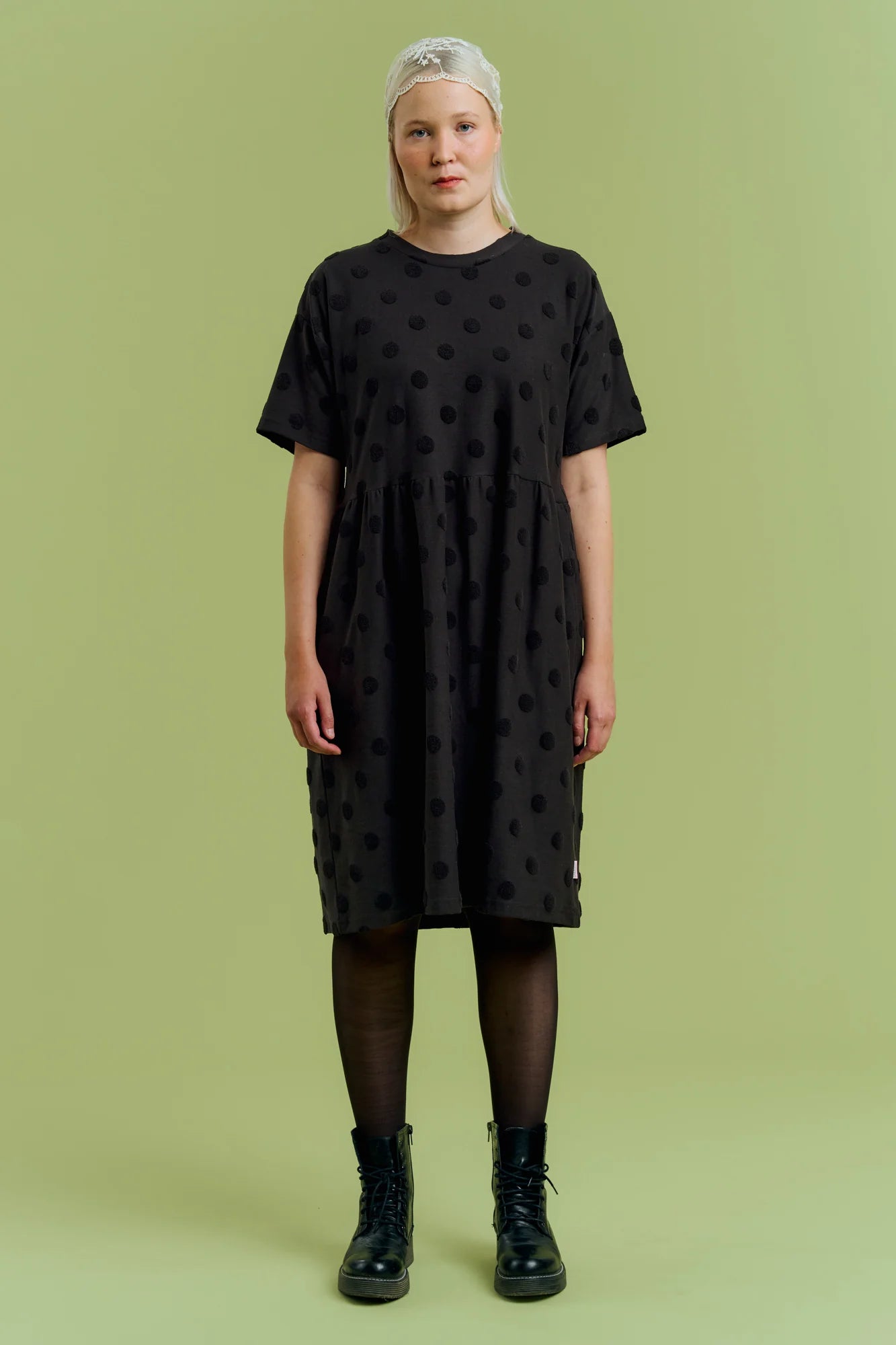 Ilta Dress - Black Big Dot