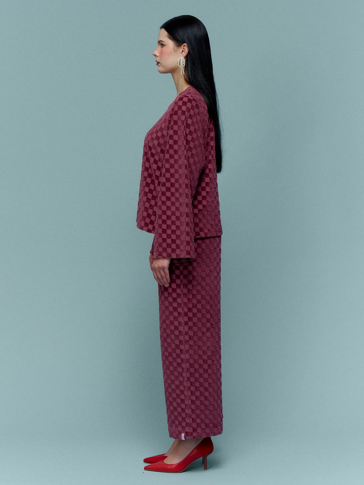 Joanna Shirt - Chess Velour Wine
