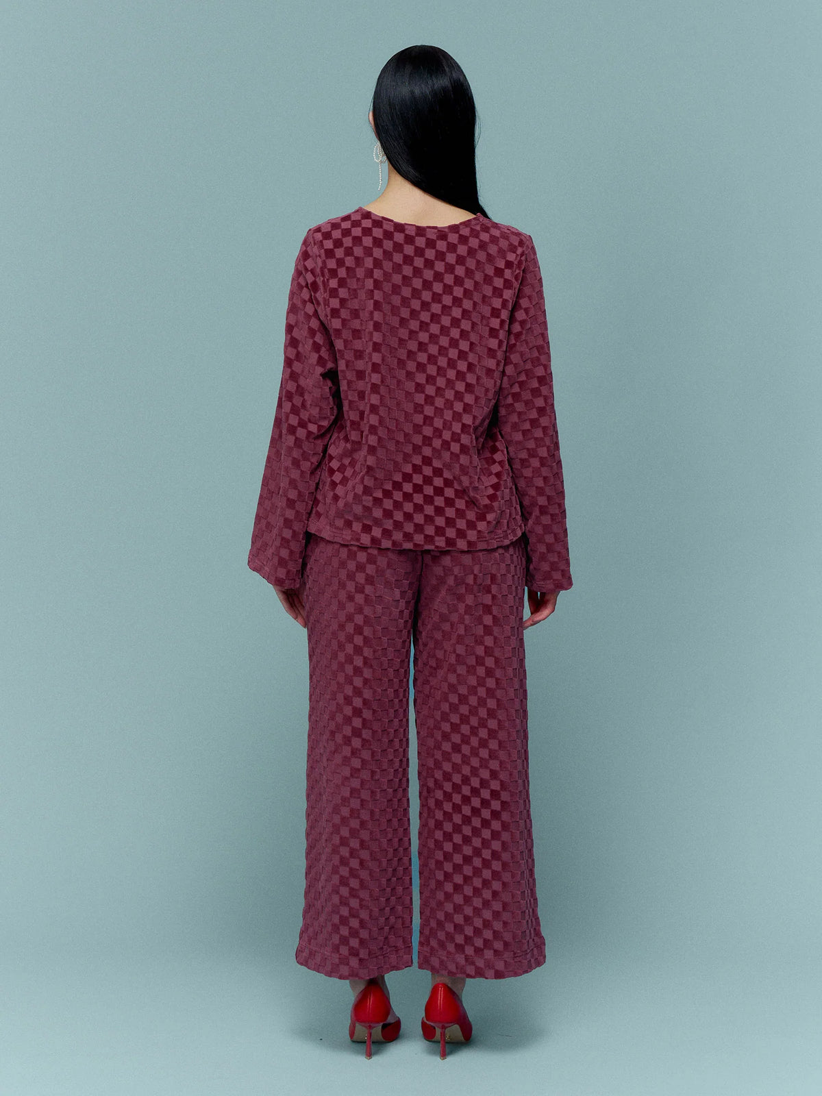 Joanna Shirt - Chess Velour Wine