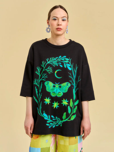 Leandro Oversized T-paita, Moth Moon Back