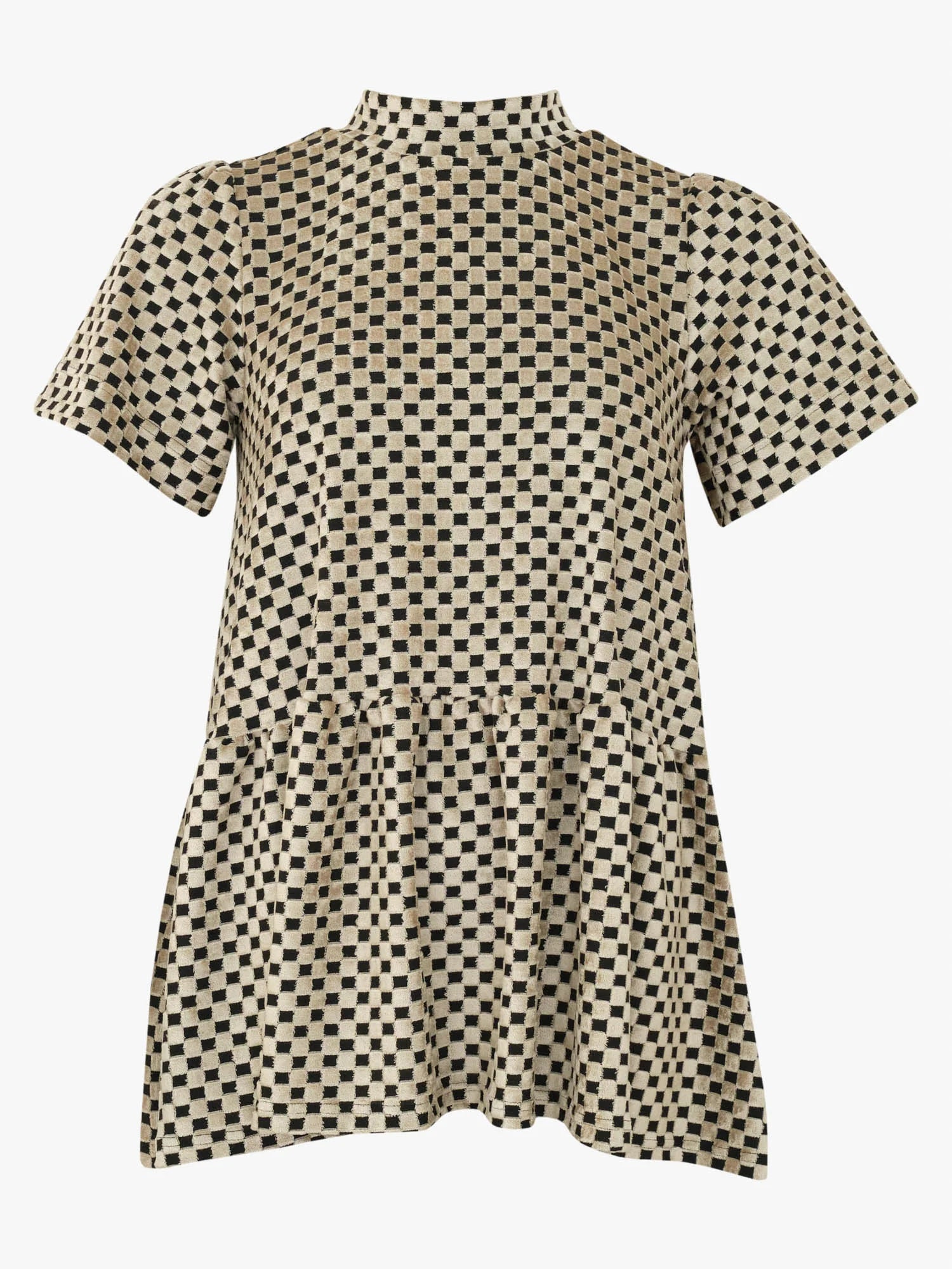 Vanda Peplum Shirt - Chess Almond