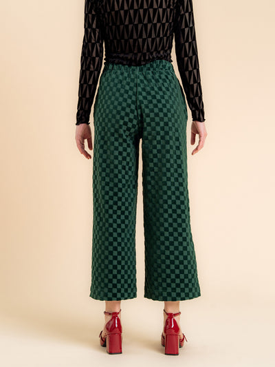 Vera Pants - Chess Velour Green