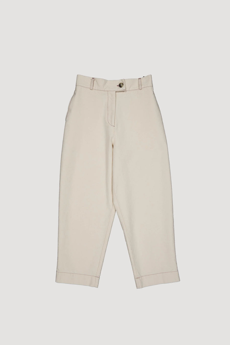 Recycled Cotton Canvas Barrel Leg Trousers