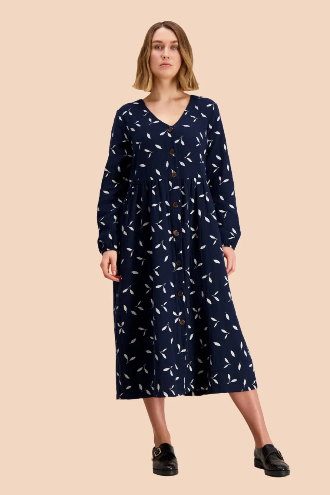 Button Dress - Indigo Wind