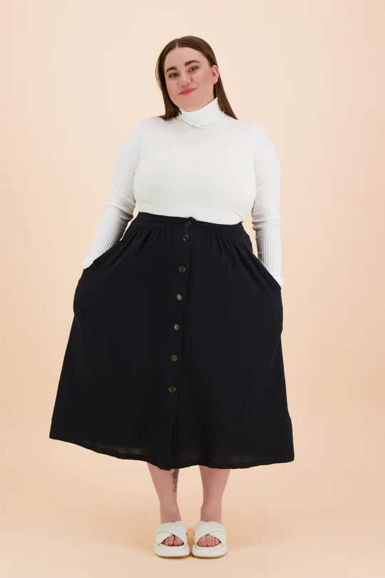 Button Skirt - Black