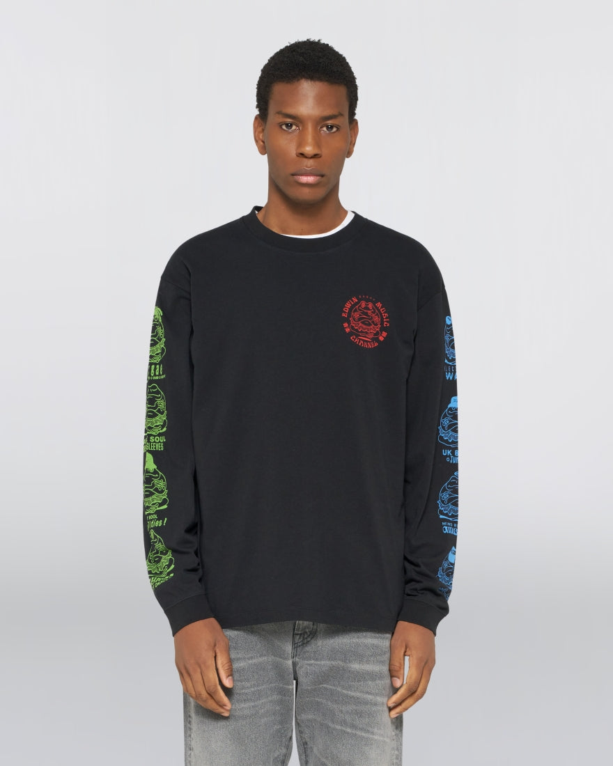 Edwin Music Channel T-Shirt LS - Black / Blue / Lime
