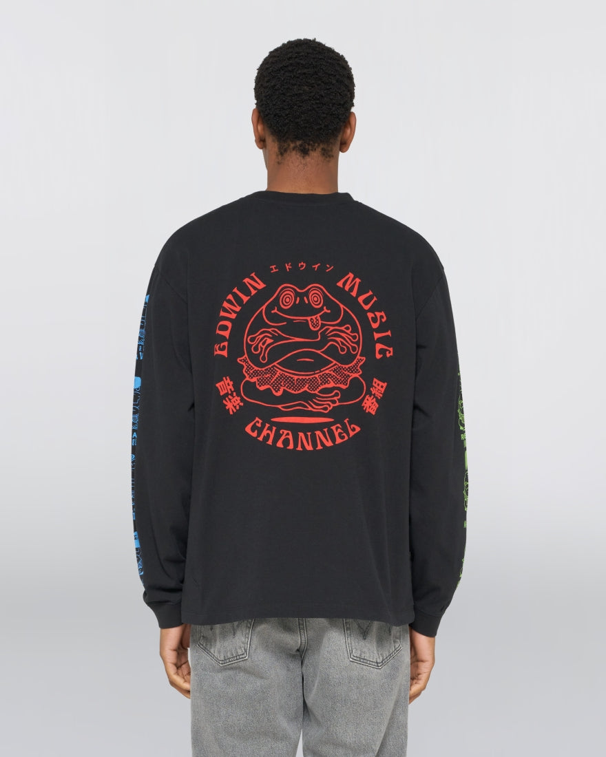 Edwin Music Channel T-Shirt LS - Black / Blue / Lime