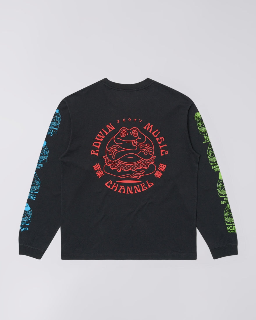 Edwin Music Channel T-Shirt LS - Black / Blue / Lime