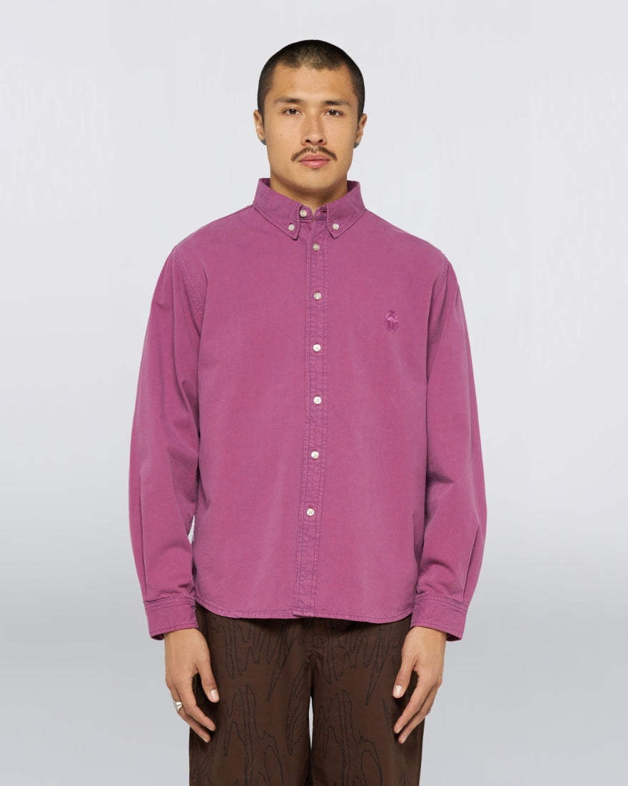 Arlo Shirt LS - Blue Red Plum Overdyed