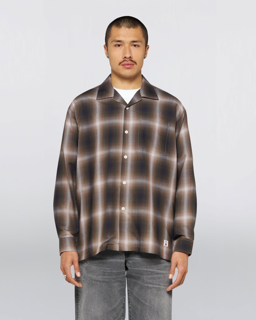 Open Collar Shirt - Brown