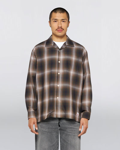 Open Collar Shirt - Brown