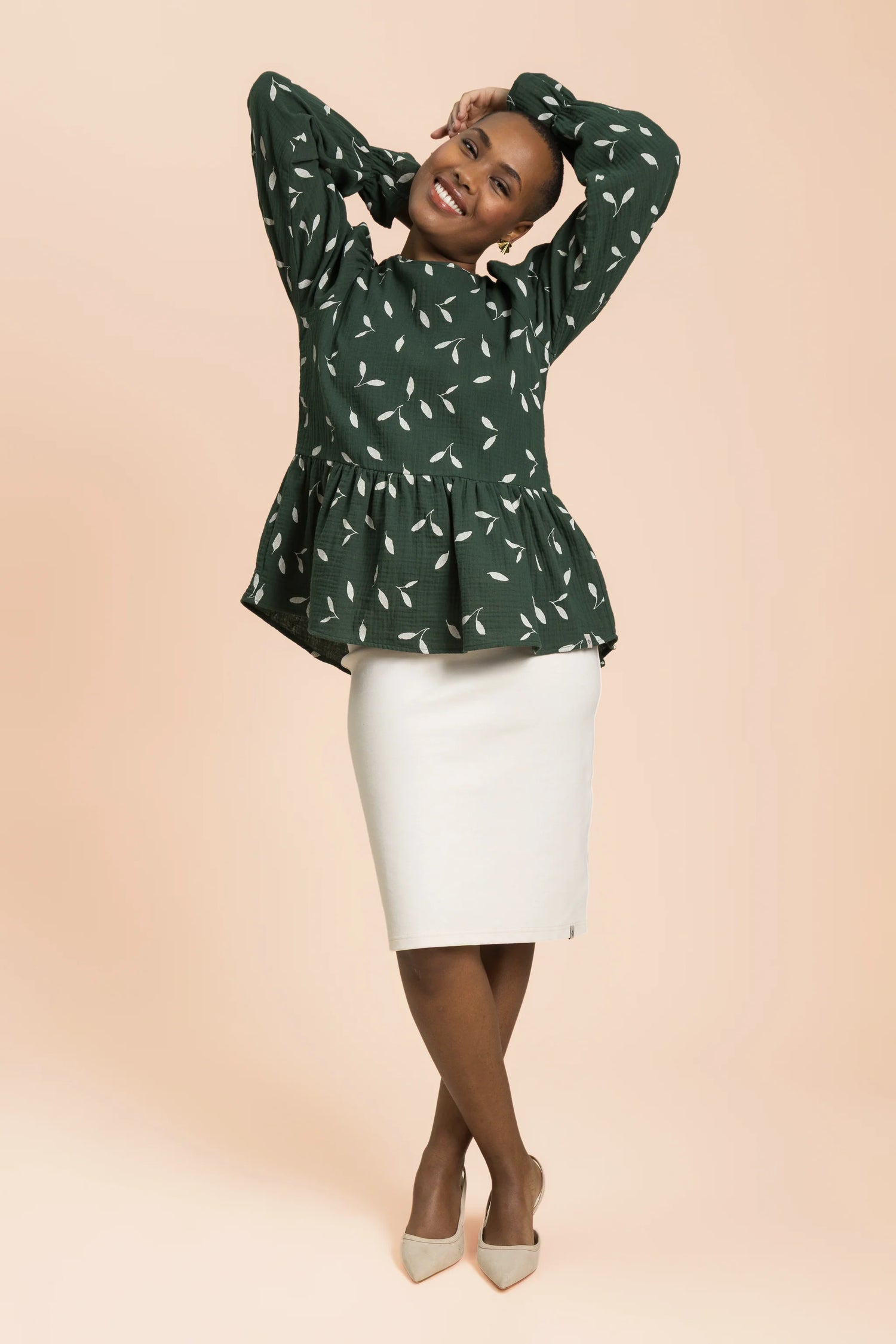 Flounce Blouse - Wind Green