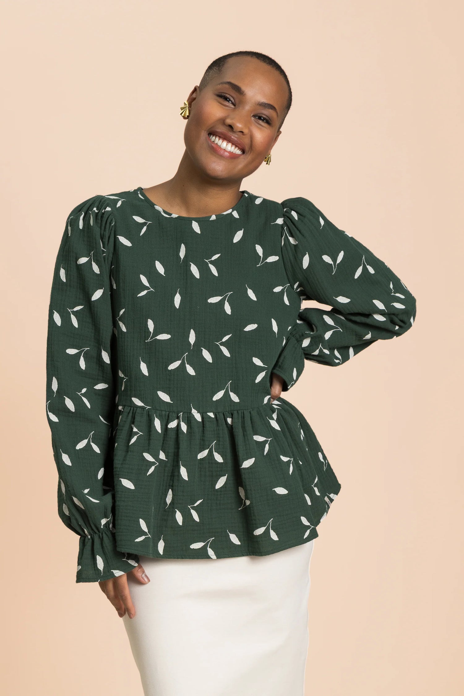 Flounce Blouse - Wind Green