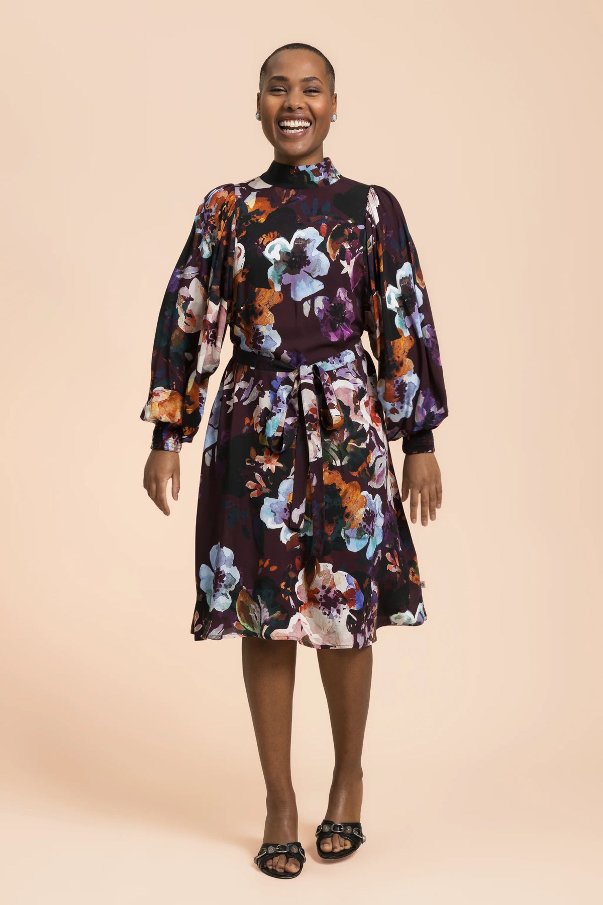 Puff Dress - Maroon Anemone