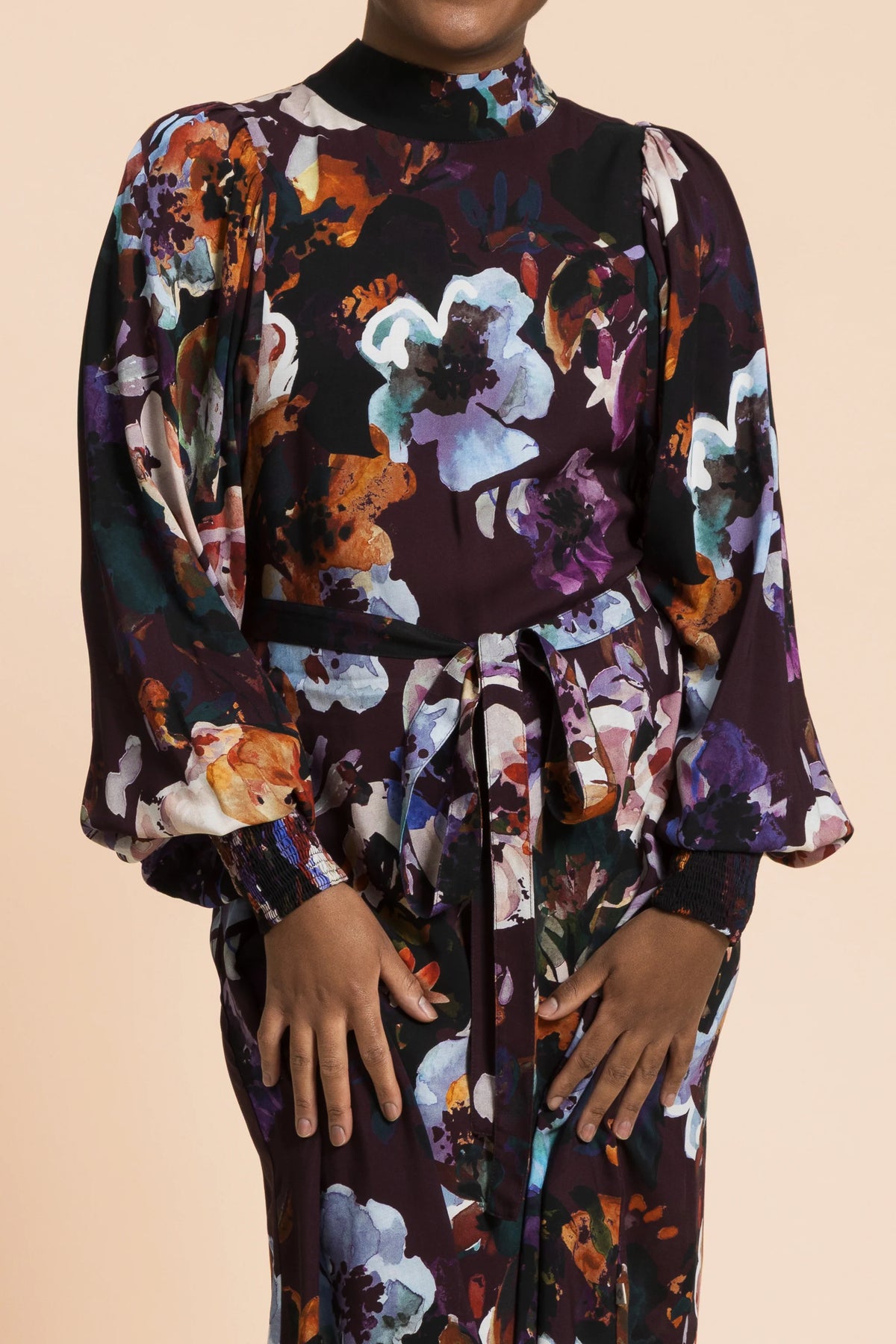 Puff Dress - Maroon Anemone