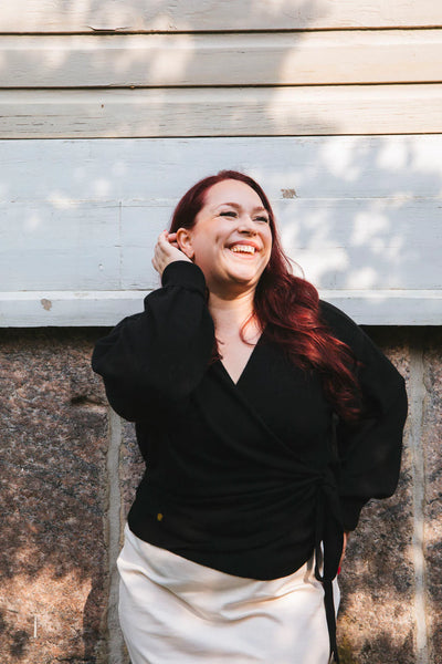 Wool Wrap Cardigan - Black