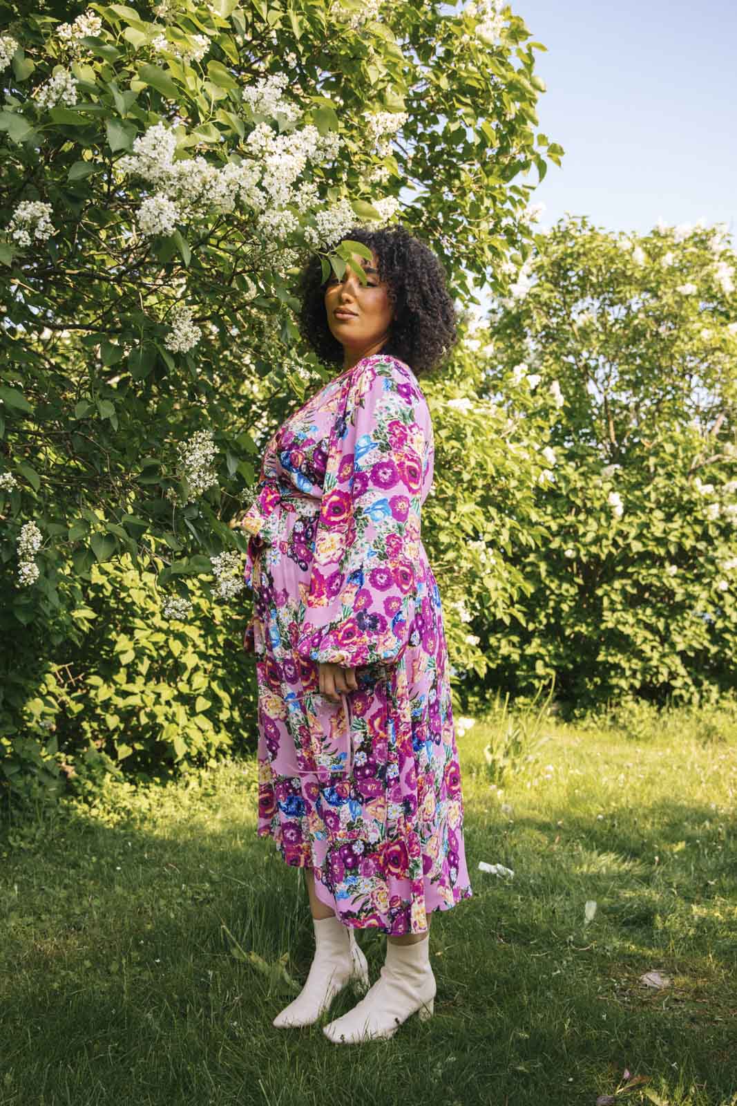 Wrap Midi Dress - Pink Marigold