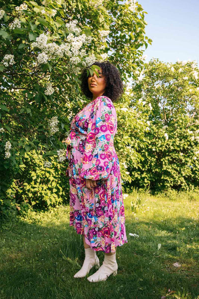 Wrap Midi Dress - Pink Marigold