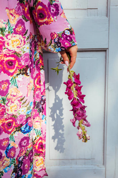 Wrap Midi Dress - Pink Marigold