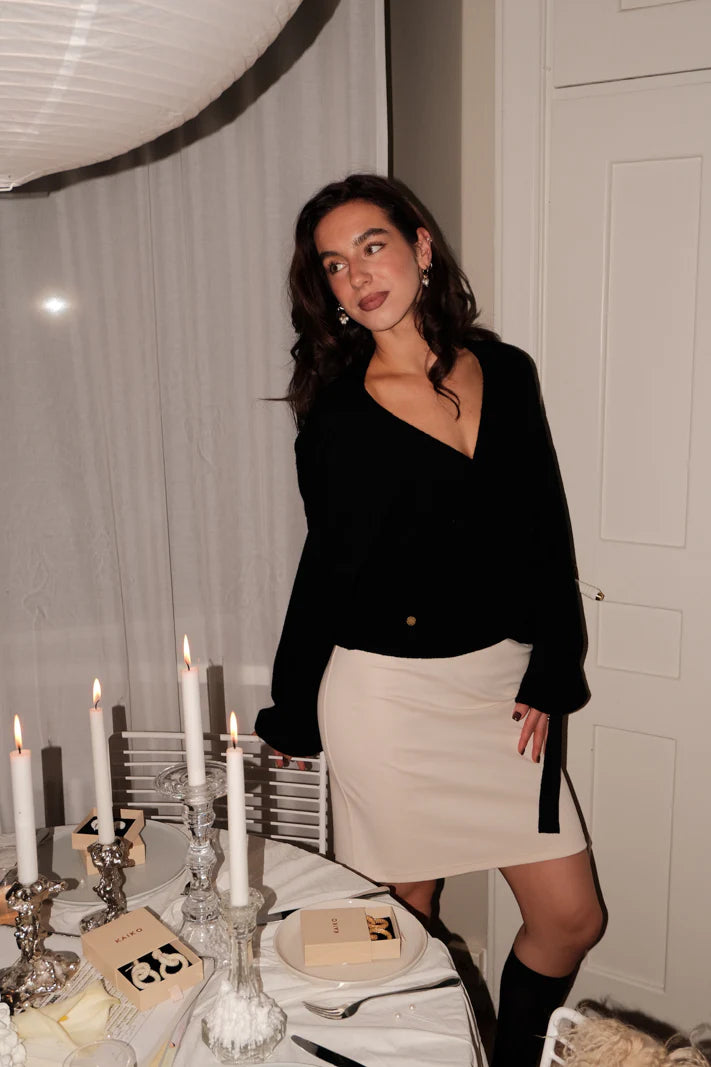 Wool Wrap Cardigan - Black