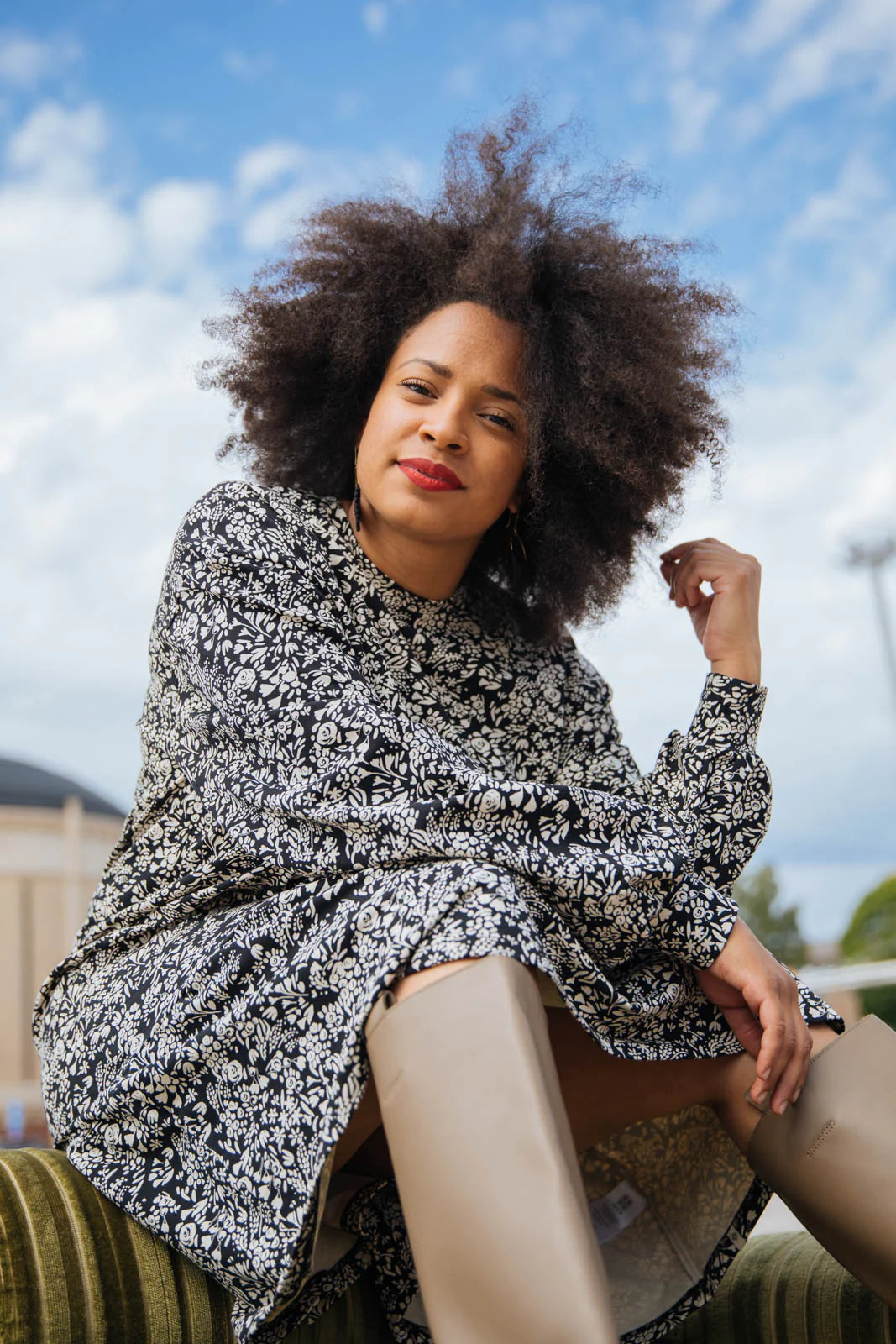 Ruffle Sweatshirt Dress - Night Meadow