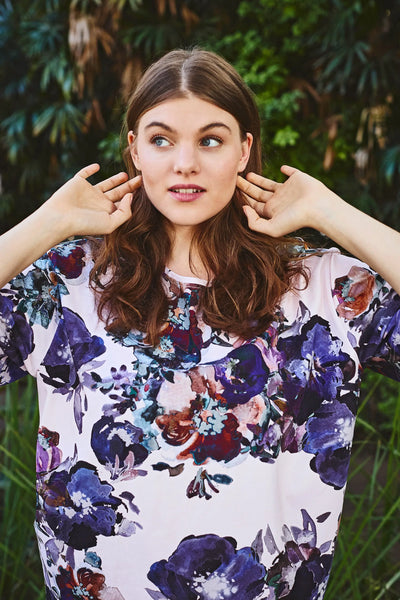 Ruffle T-shirt Dress - Roses