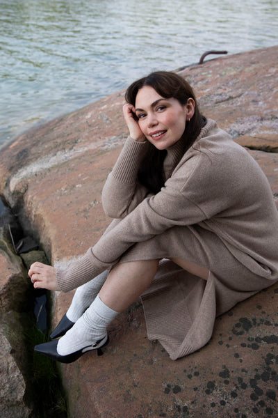 Wool Midi Dress - Oyster