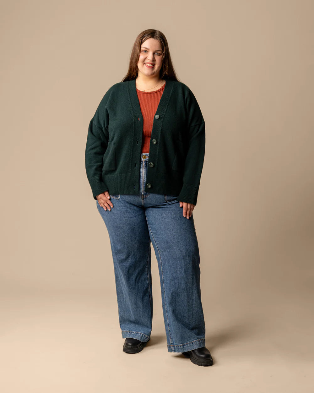 Kaste Neuletakki - Tummanvihreä