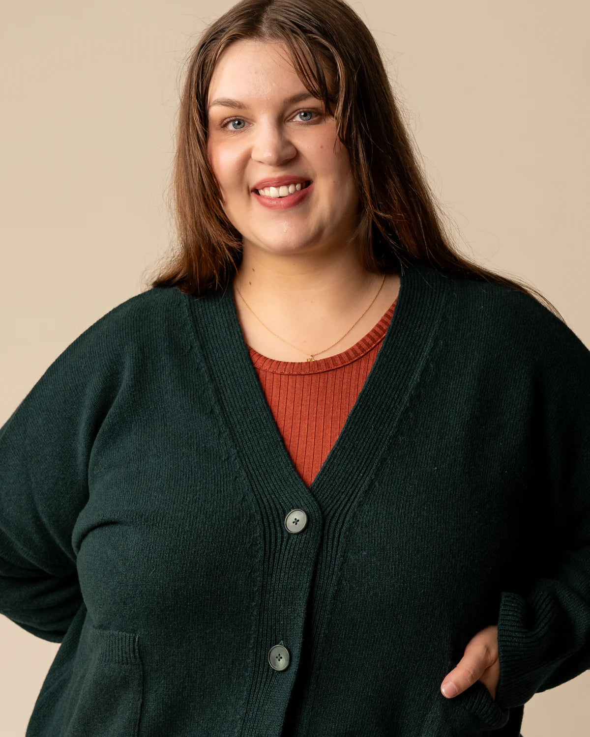 Kaste Neuletakki - Tummanvihreä