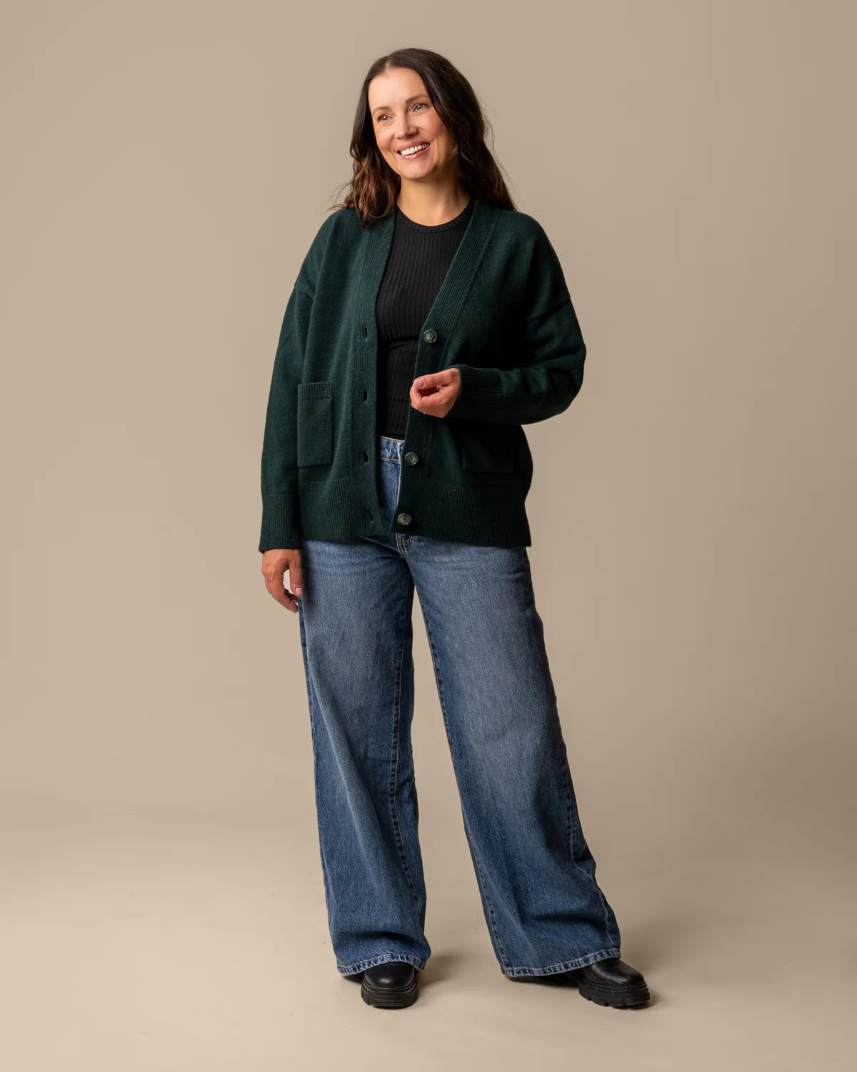 Kaste Neuletakki - Tummanvihreä