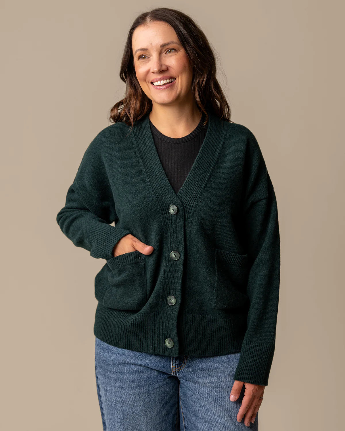 Kaste Neuletakki - Tummanvihreä