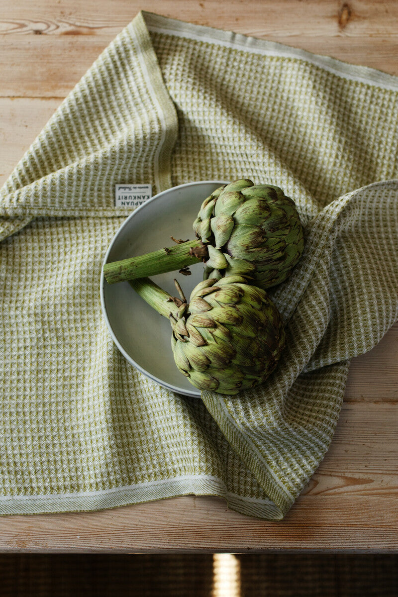 MAIJA keittiöpyyhe - valko-oliivi