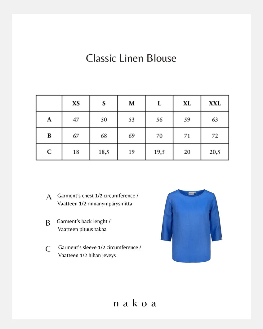 Classic Linen Blouse - Marina Blue