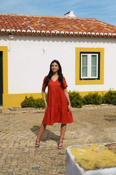 Layered Dress - Burnt Orange