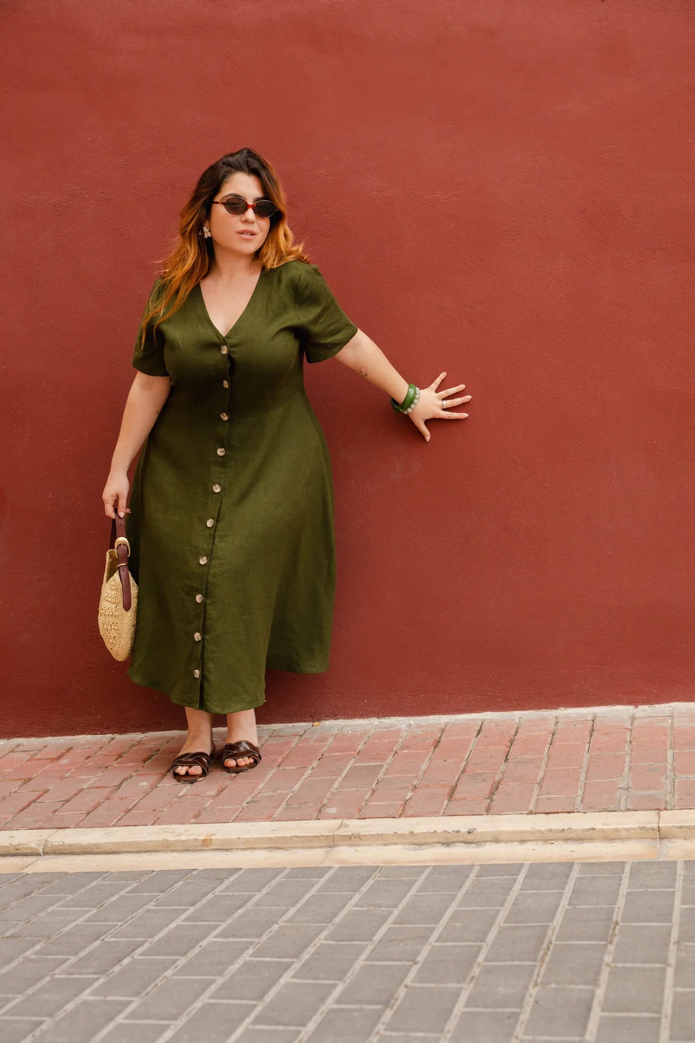 Penelope Dress - Olive Green