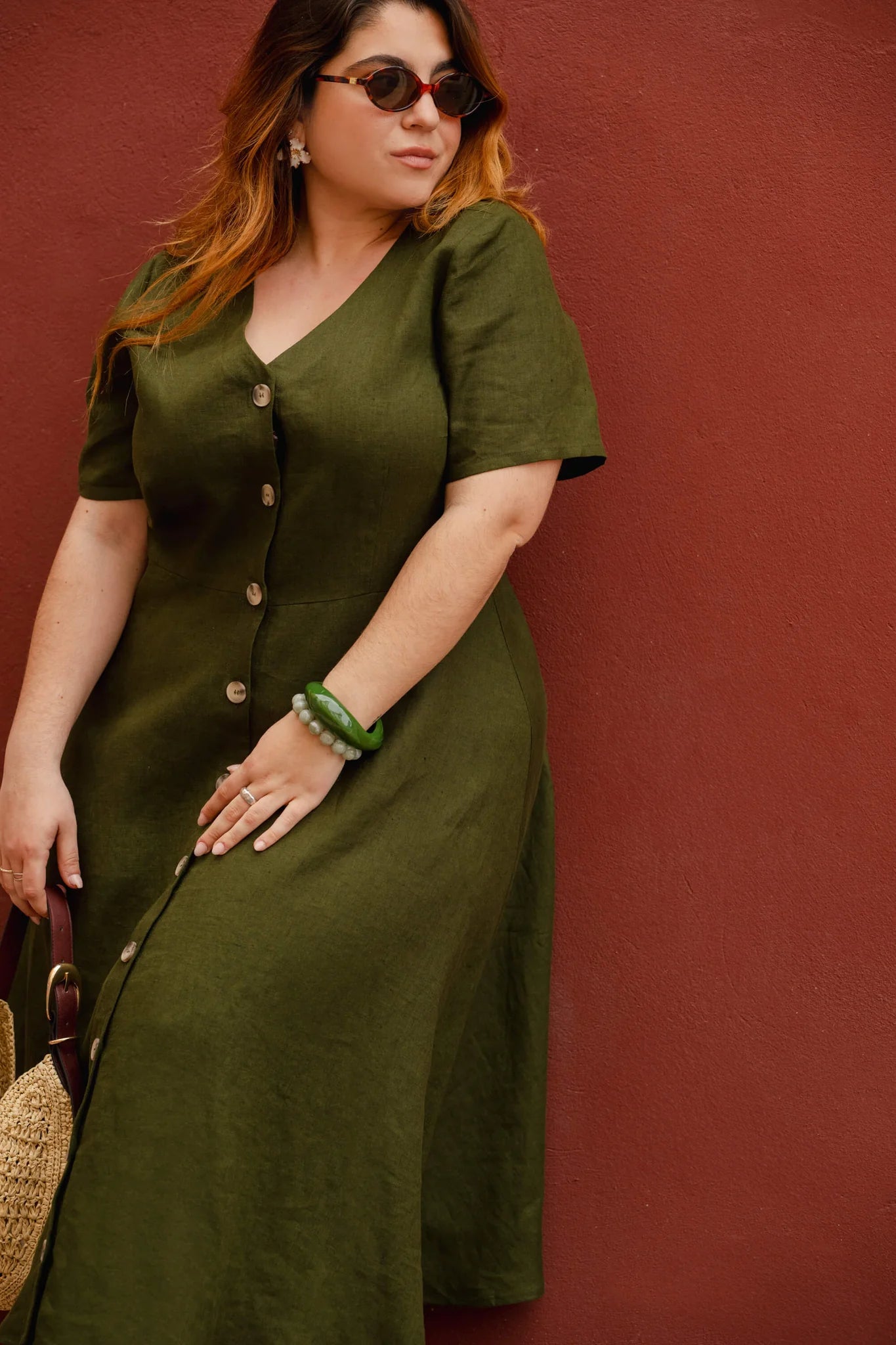Penelope Dress - Olive Green